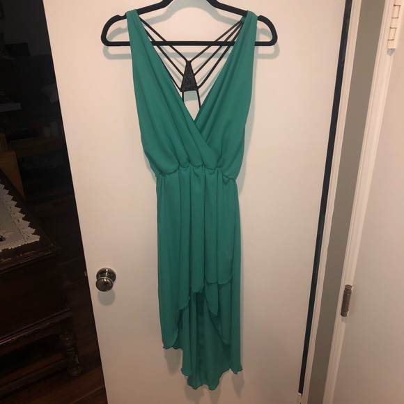 Teal Open Back Dress - Picture 2 of 5